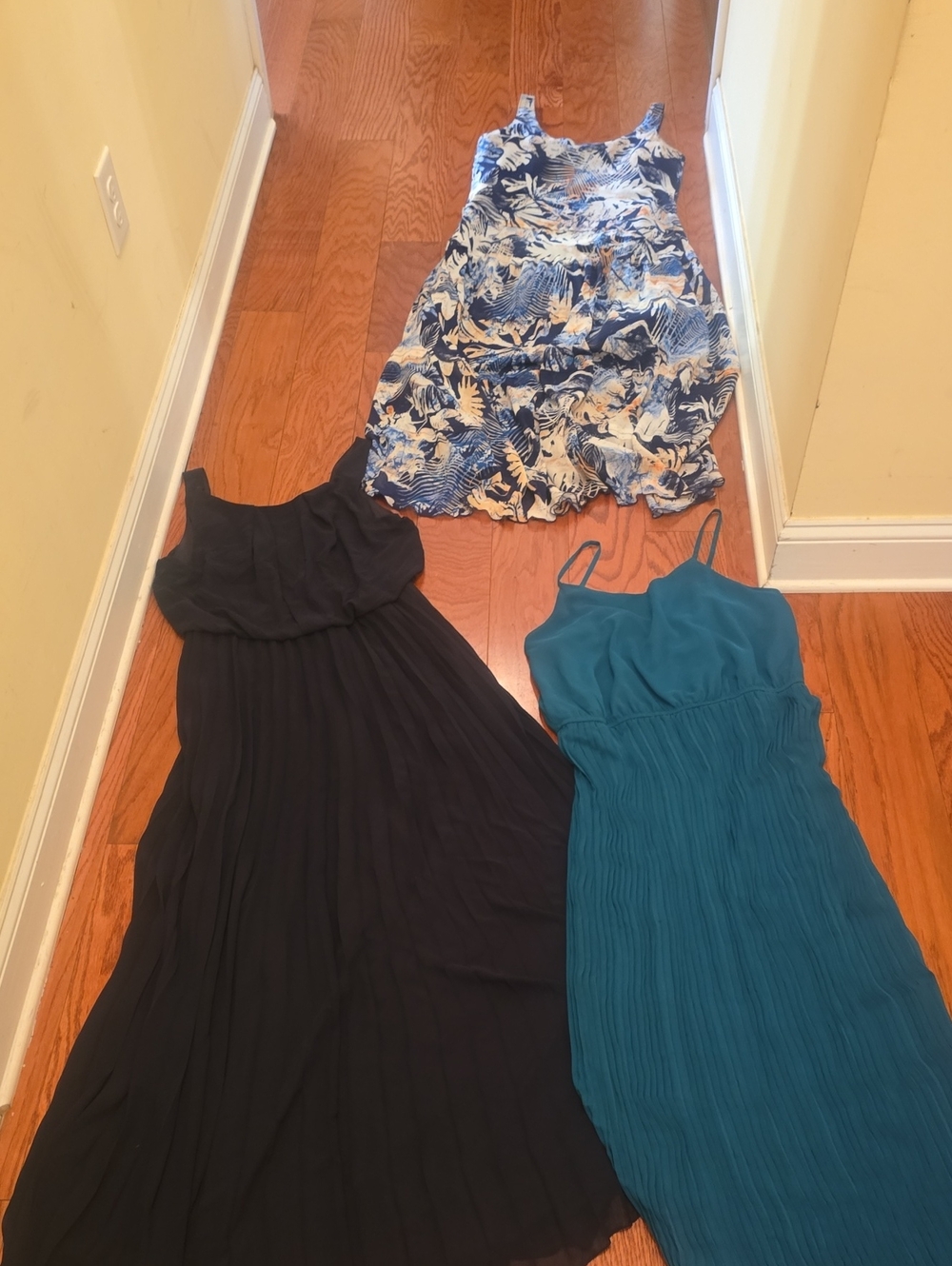 3 Charming Charlie Blue Floral Maxi and Teal & Black Maxi Dresses Set Large